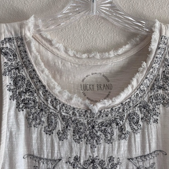 Lucky Brand Women's Embroidered Tank Top SZ M Ivory - Picture 3 of 10